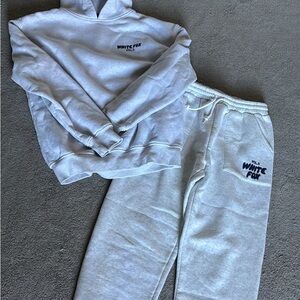 White Fox Boutique Light Gray Hoodie and Joggers Set
